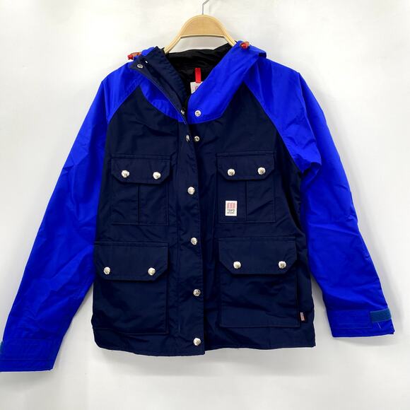 Topo Designs Women's S Blue & Black Mountain Waterproof Jacket - Picture 2 of 5